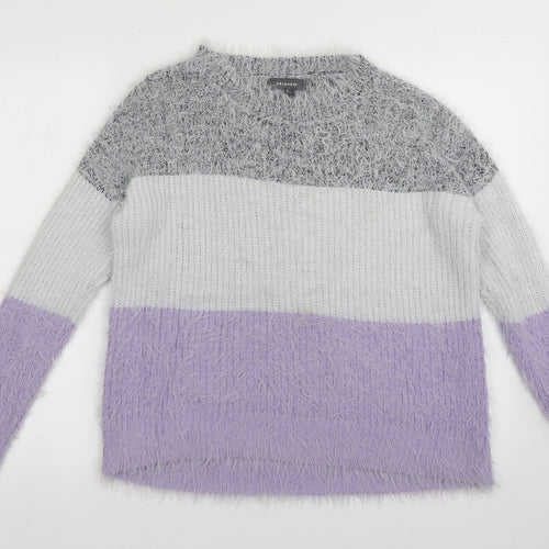 Primark Womens Purple Roll Neck Plaid Nylon Pullover Jumper Size S