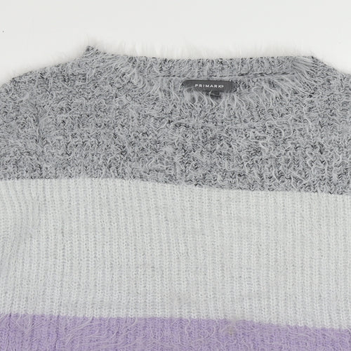 Primark Womens Purple Roll Neck Plaid Nylon Pullover Jumper Size S