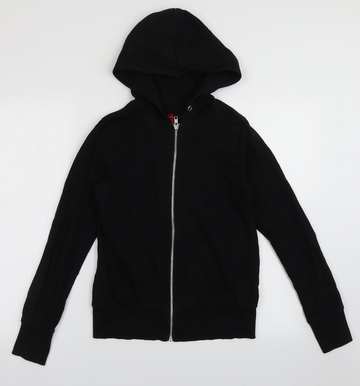 H&M Womens Black  Cotton Full Zip Hoodie Size 6  Zip