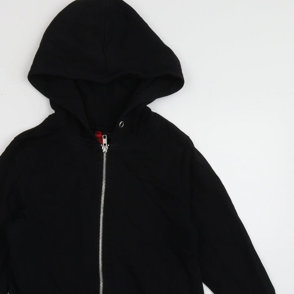 H&M Womens Black  Cotton Full Zip Hoodie Size 6  Zip