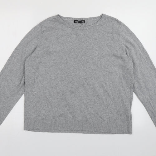 Avenue Womens Grey Crew Neck  Cotton Pullover Jumper Size 16