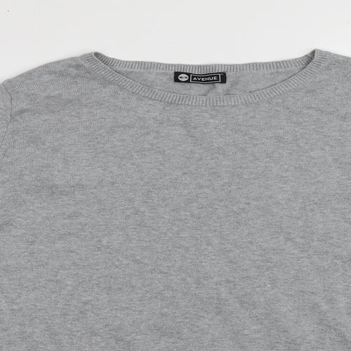 Avenue Womens Grey Crew Neck  Cotton Pullover Jumper Size 16