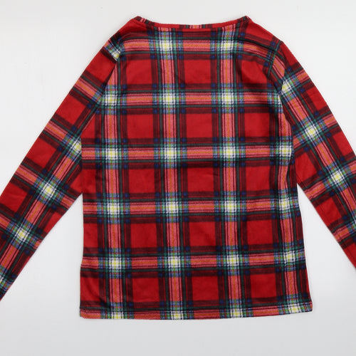 Marks and Spencer Womens Red Check Polyester  Pyjama Top Size 10