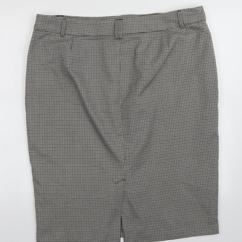 Marks and Spencer Womens Black Geometric Polyester A-Line Skirt Size 20   Hook & Eye