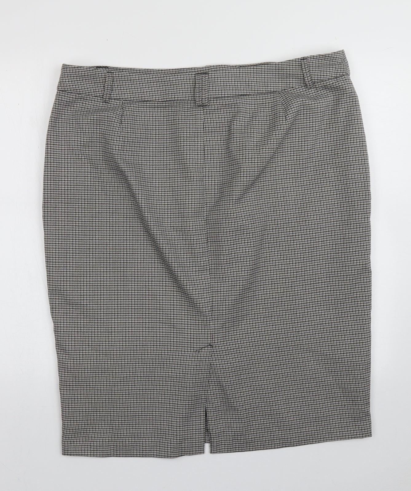 Marks and Spencer Womens Black Geometric Polyester A-Line Skirt Size 20   Hook & Eye