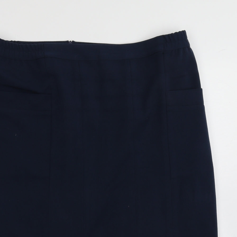 afibel Womens Blue  Polyester A-Line Skirt Size 18   Zip