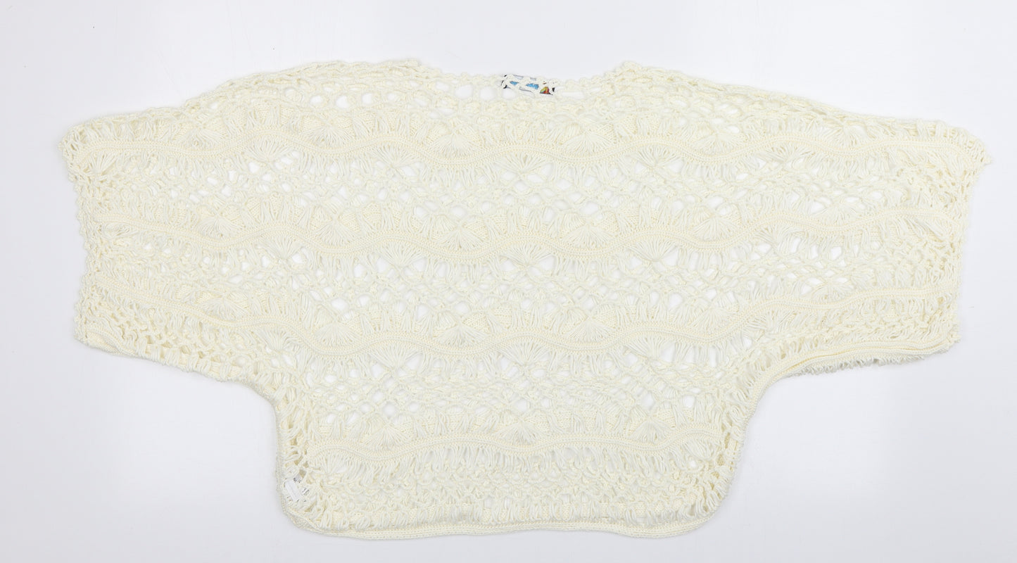 Kaleidoscope Womens White Geometric Acrylic Pullover Sweatshirt Size L  Pullover