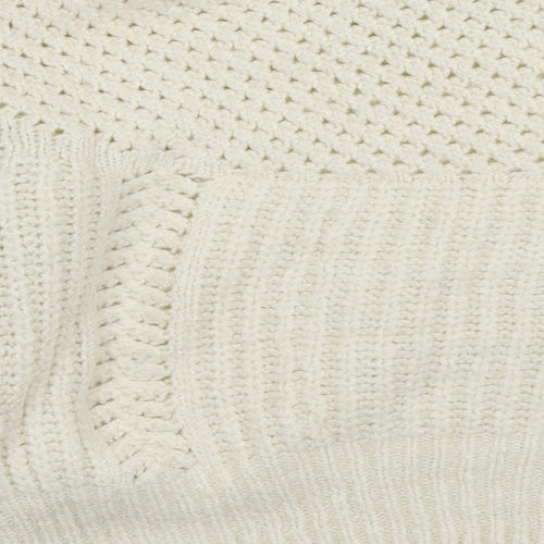 Topshop Womens White Collared Geometric Acrylic Pullover Jumper Size XS