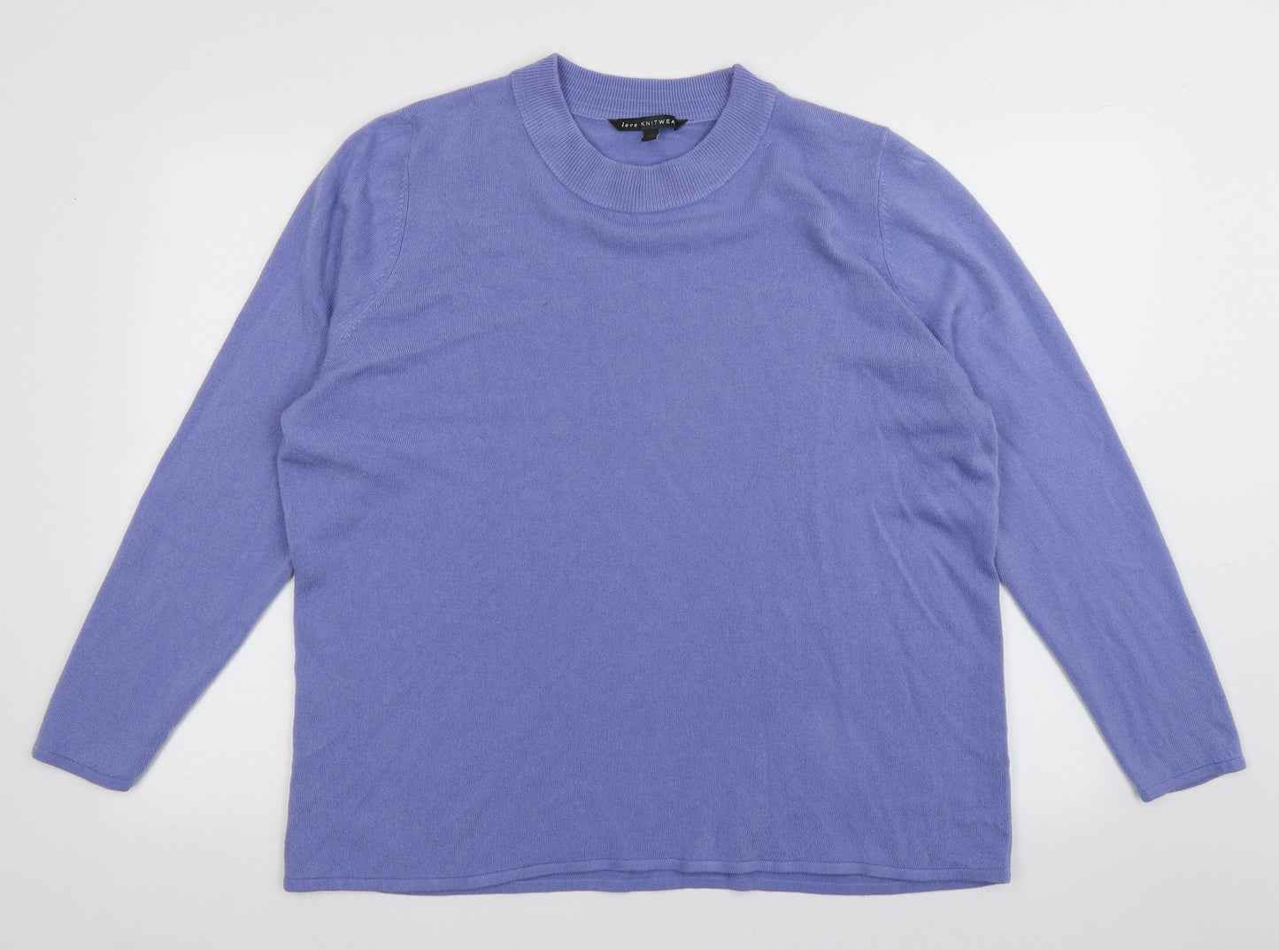 bonmarch Womens Purple Crew Neck  Acrylic Pullover Jumper Size 22