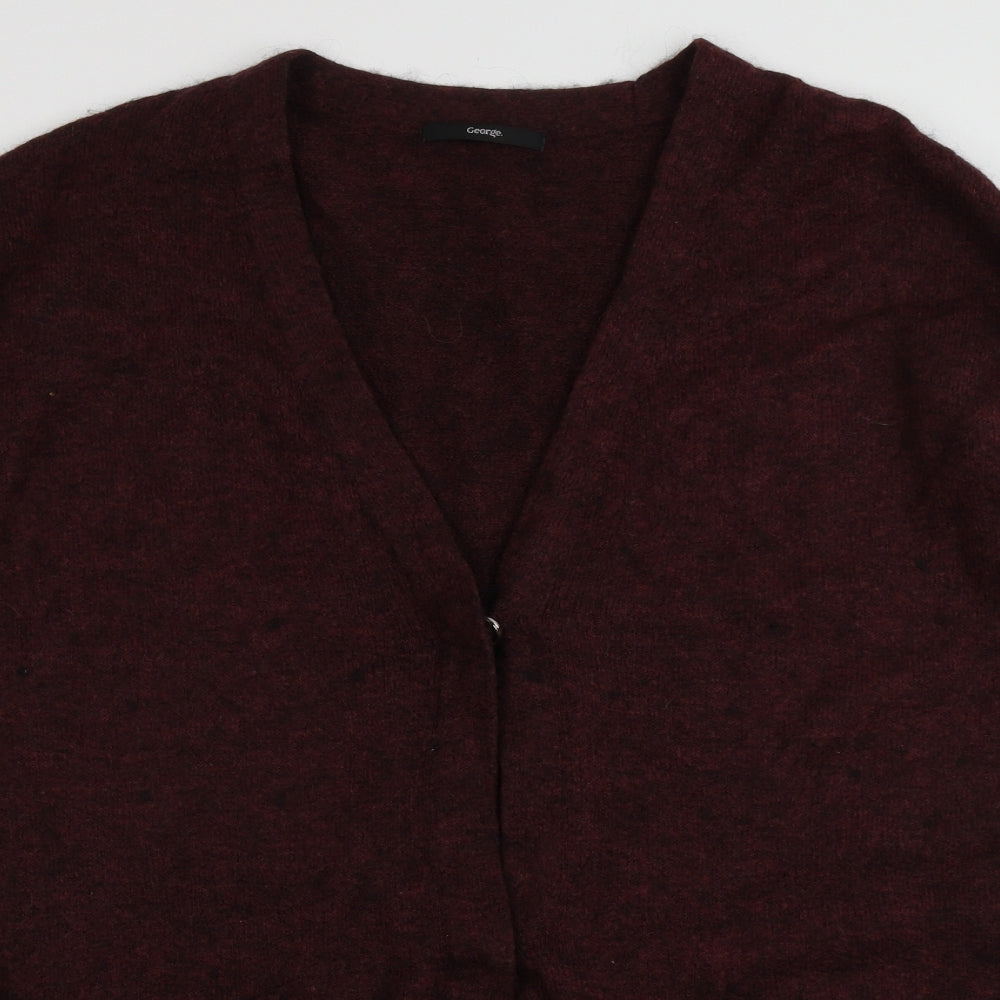 George Womens Red V-Neck  Acrylic Cardigan Jumper Size 18