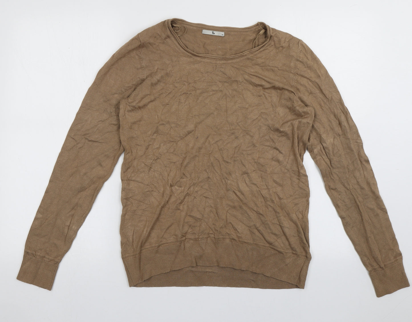 sainsburys Womens Brown Collared  Viscose Pullover Jumper Size 14
