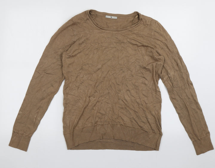 sainsburys Womens Brown Collared  Viscose Pullover Jumper Size 14