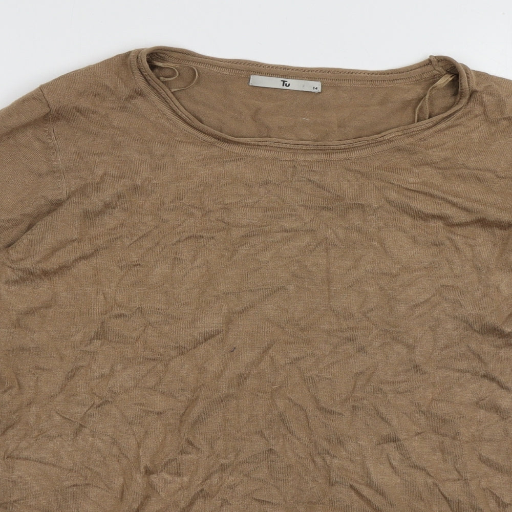 sainsburys Womens Brown Collared  Viscose Pullover Jumper Size 14