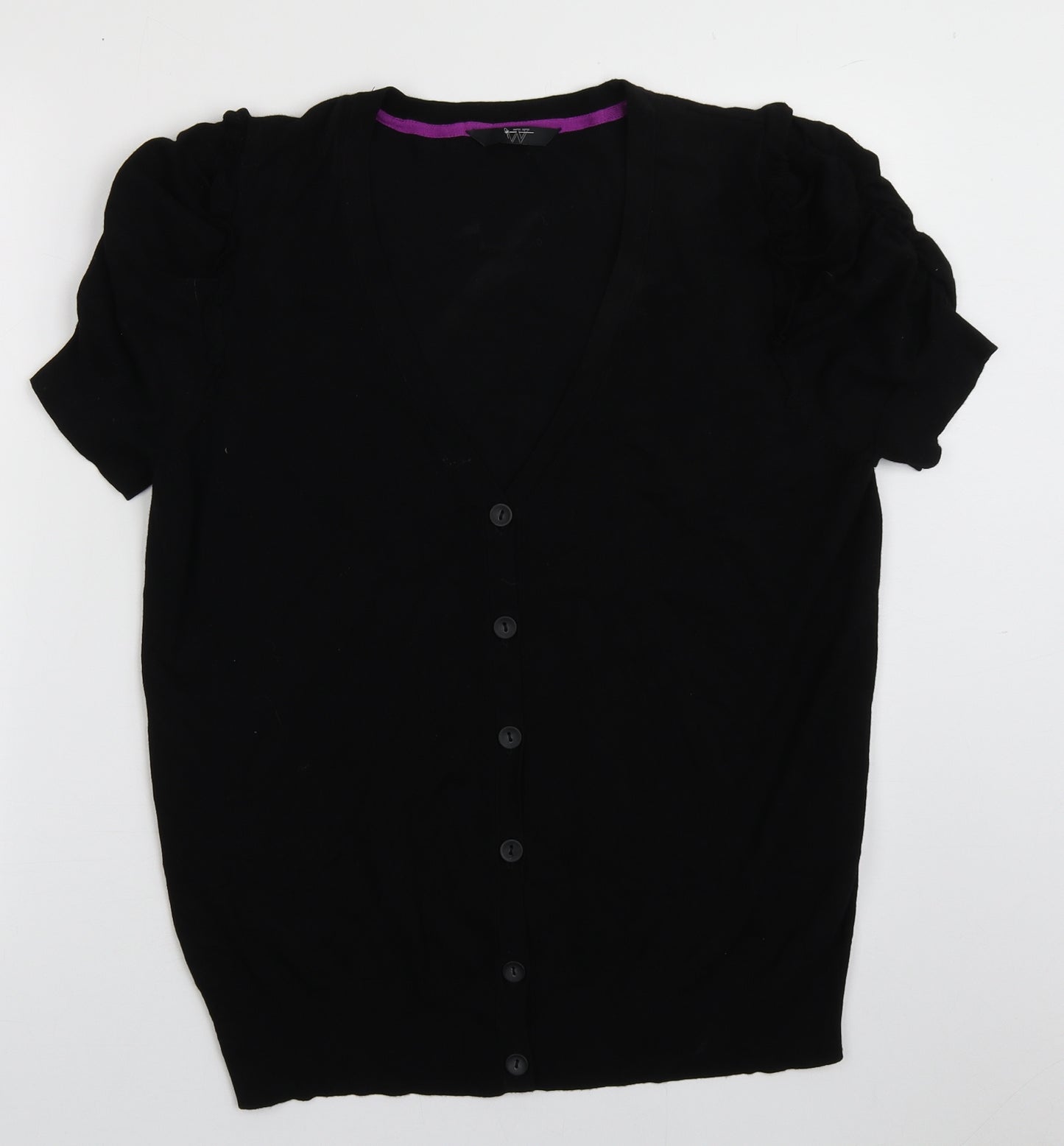 BHS Womens Black V-Neck  Viscose Cardigan Jumper Size 18