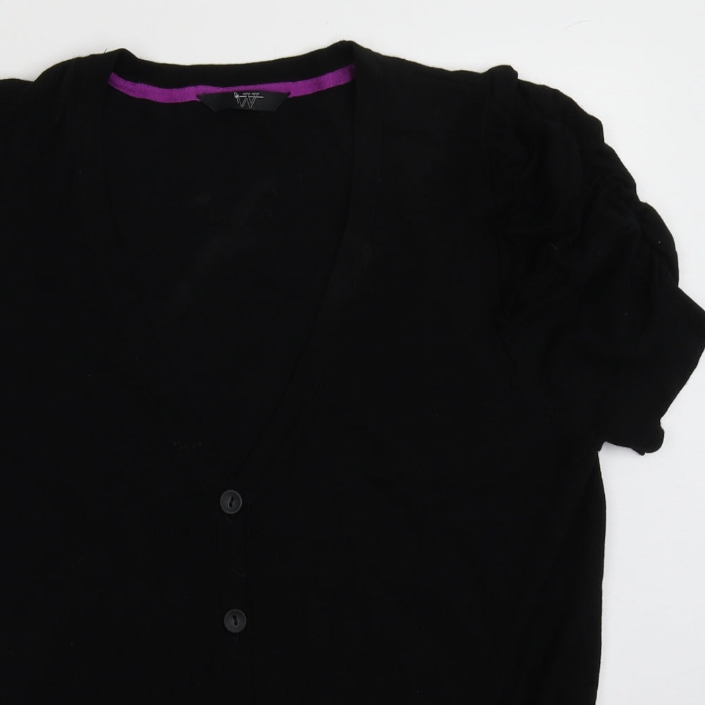 BHS Womens Black V-Neck  Viscose Cardigan Jumper Size 18