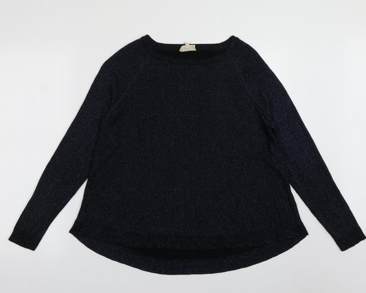 Front view of Phase Eight women’s blue polyester pullover sweatshirt, size UK 12, pullover