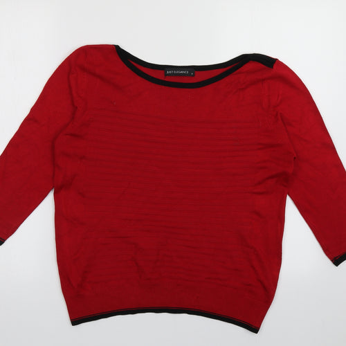 just elegance Womens Red  Viscose Pullover Sweatshirt Size M  Pullover