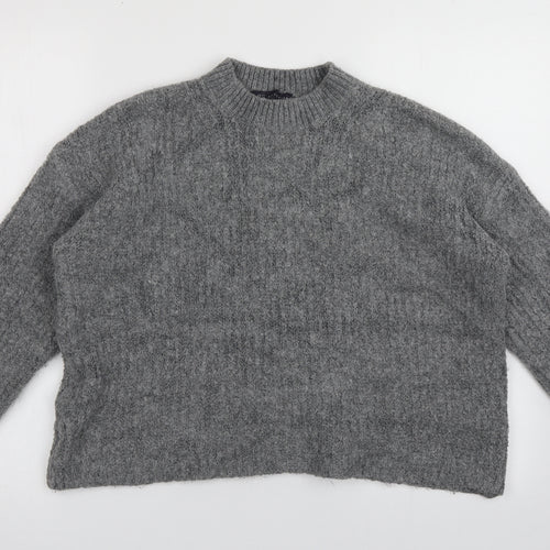 Marks and Spencer Womens Grey High Neck  Acrylic Pullover Jumper Size M