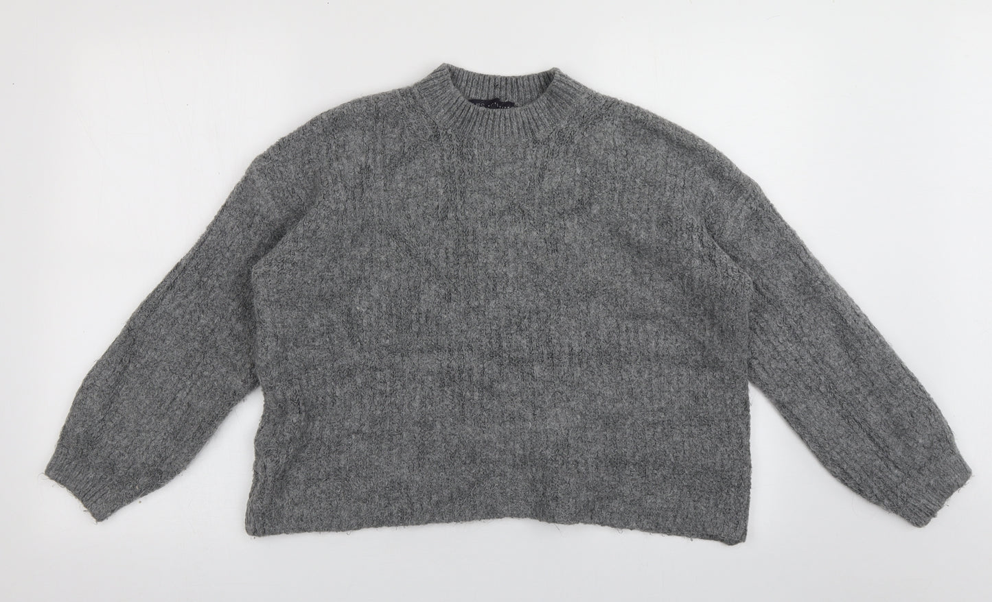 Marks and Spencer Womens Grey High Neck  Acrylic Pullover Jumper Size M