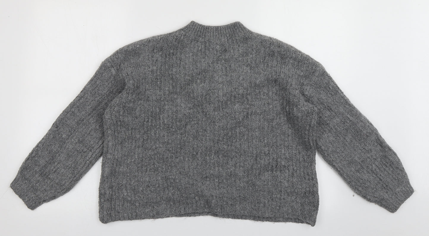 Marks and Spencer Womens Grey High Neck  Acrylic Pullover Jumper Size M