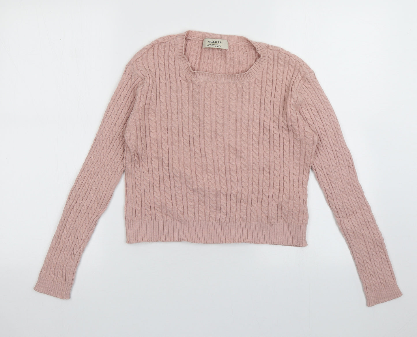 Pull&Bear Womens Pink Geometric Polyester Pullover Sweatshirt Size L  Pullover