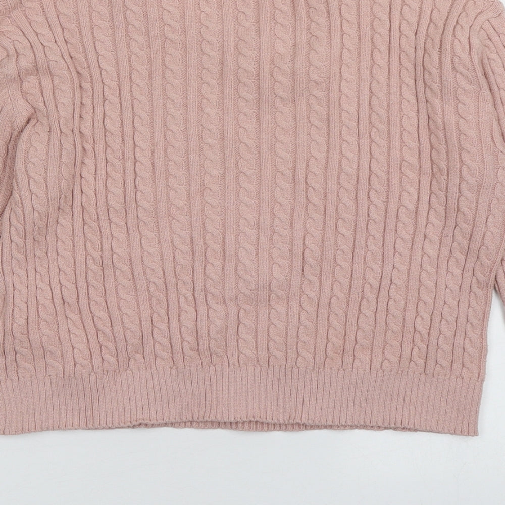 Pull&Bear Womens Pink Geometric Polyester Pullover Sweatshirt Size L  Pullover