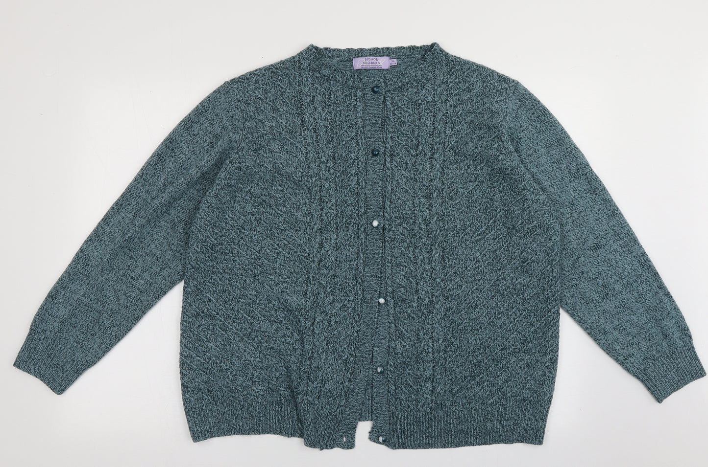 Honor Milburn Womens Blue Crew Neck  Acrylic Cardigan Jumper Size 22