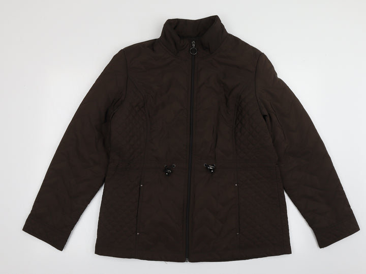EWM Womens Brown Puffer Jacket Jacket Size 14 Zip