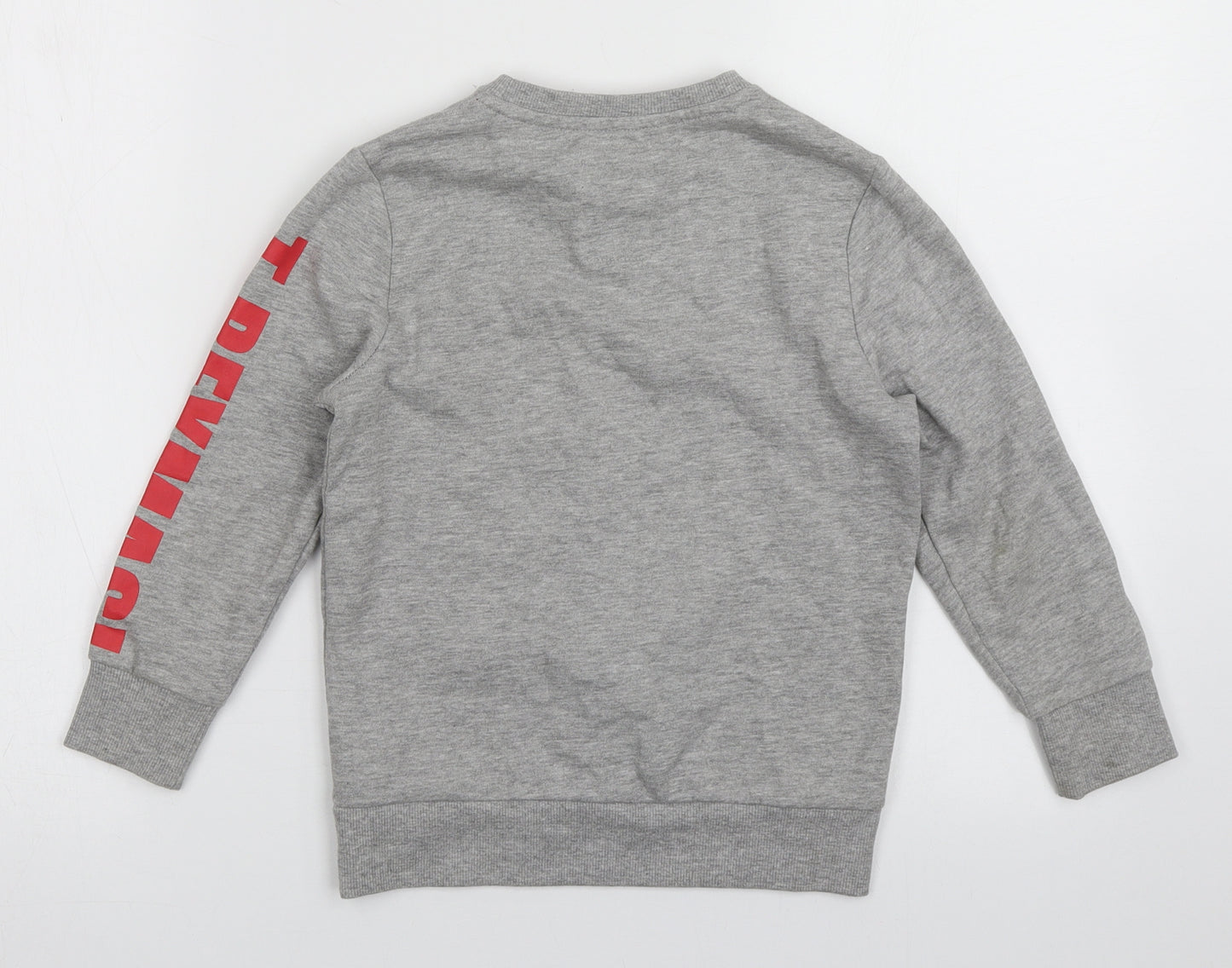 F&F Boys Grey Crew Neck  Cotton Pullover Jumper Size 5-6 Years  Pullover - merry t rexmas