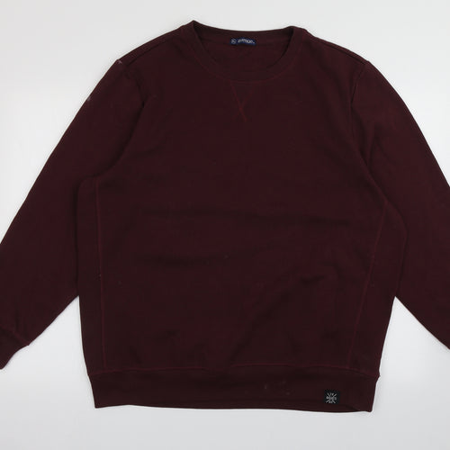 Avenue Mens Red Crew Neck  Cotton Pullover Jumper Size XL