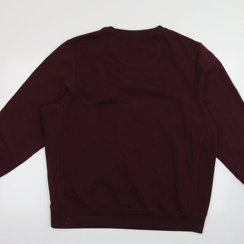 Avenue Mens Red Crew Neck  Cotton Pullover Jumper Size XL
