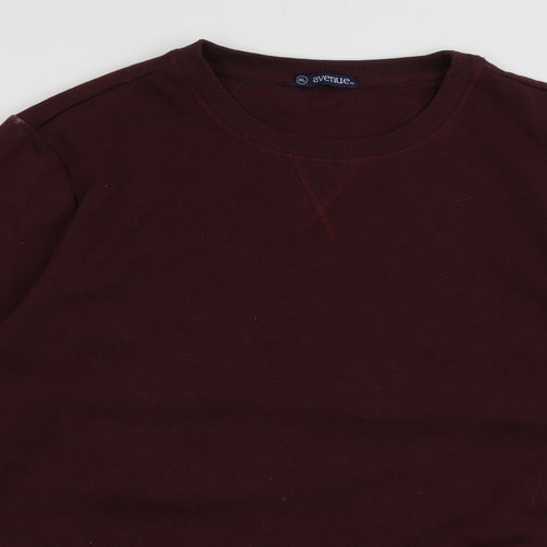 Avenue Mens Red Crew Neck  Cotton Pullover Jumper Size XL