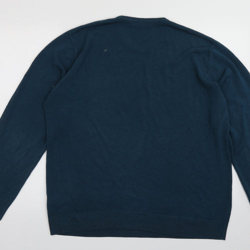 Marks and Spencer Mens Blue Crew Neck  Acrylic Pullover Jumper Size XL