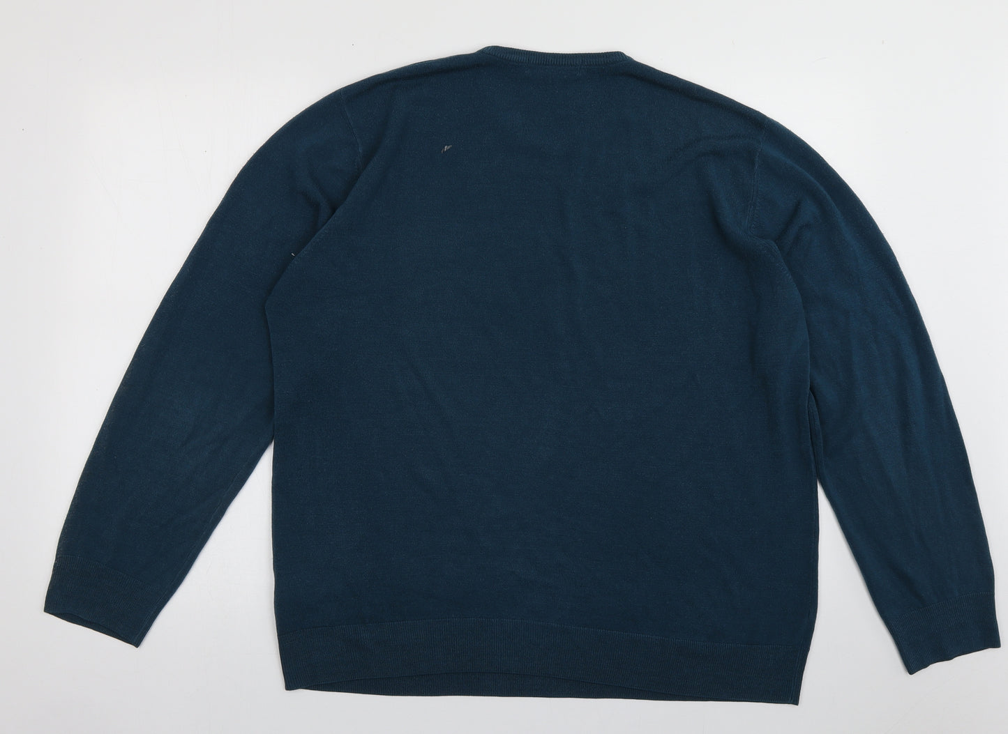 Marks and Spencer Mens Blue Crew Neck  Acrylic Pullover Jumper Size XL