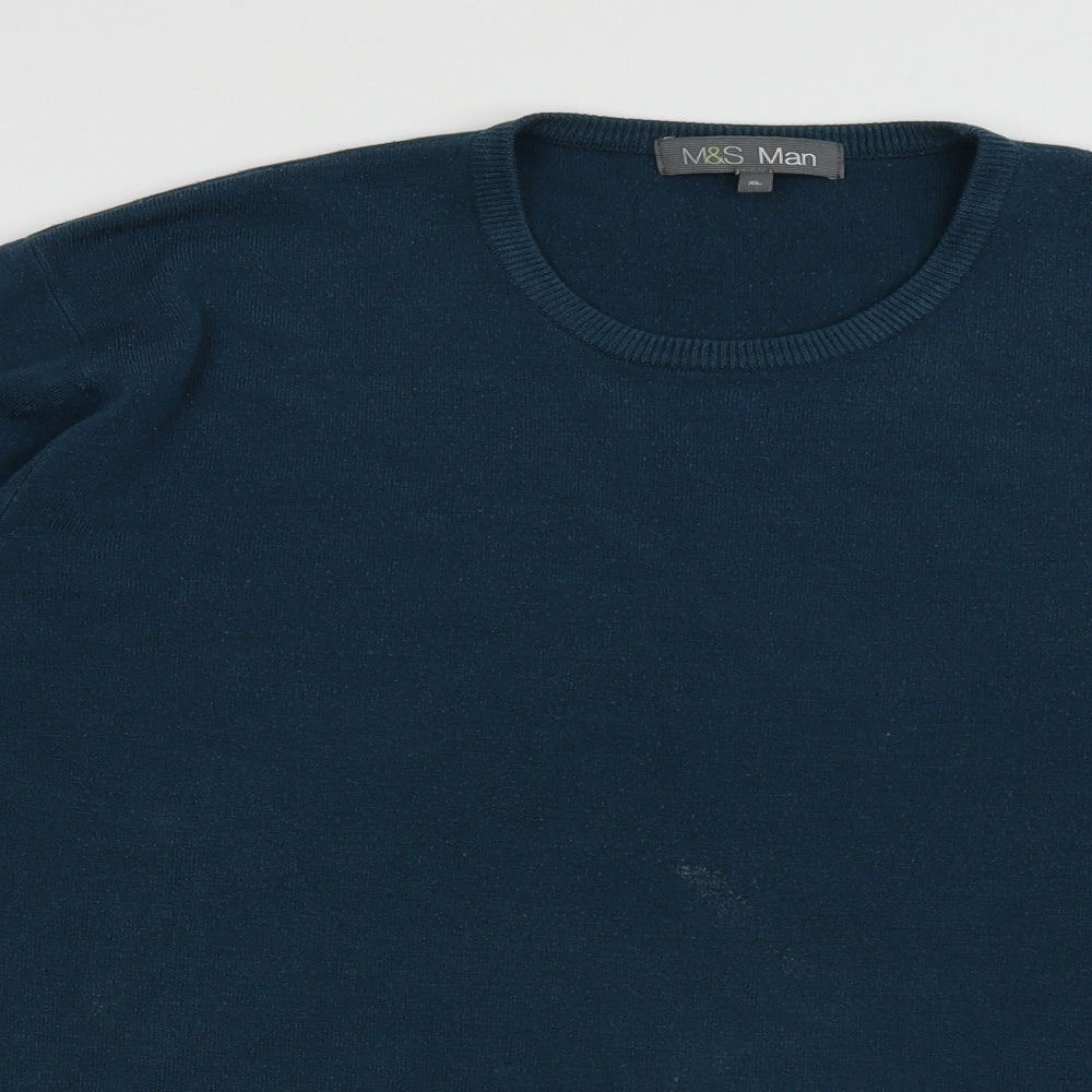 Marks and Spencer Mens Blue Crew Neck  Acrylic Pullover Jumper Size XL