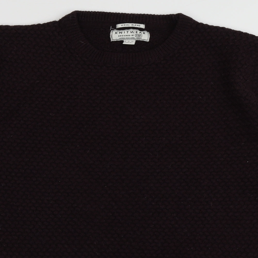 F&F Mens Purple Crew Neck  Acrylic Pullover Jumper Size XL