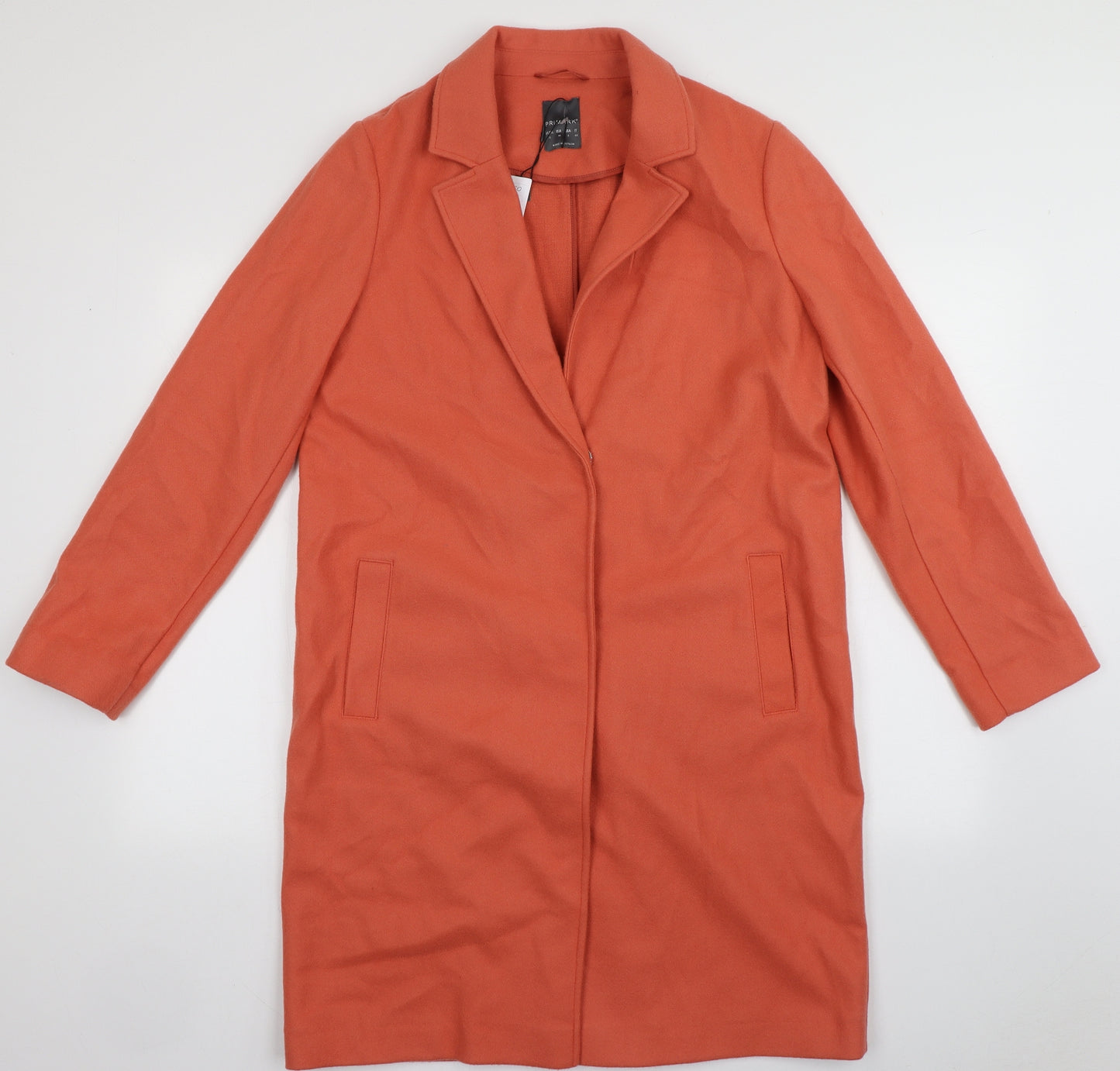 Primark Womens Orange   Overcoat Coat Size 12  Buckle