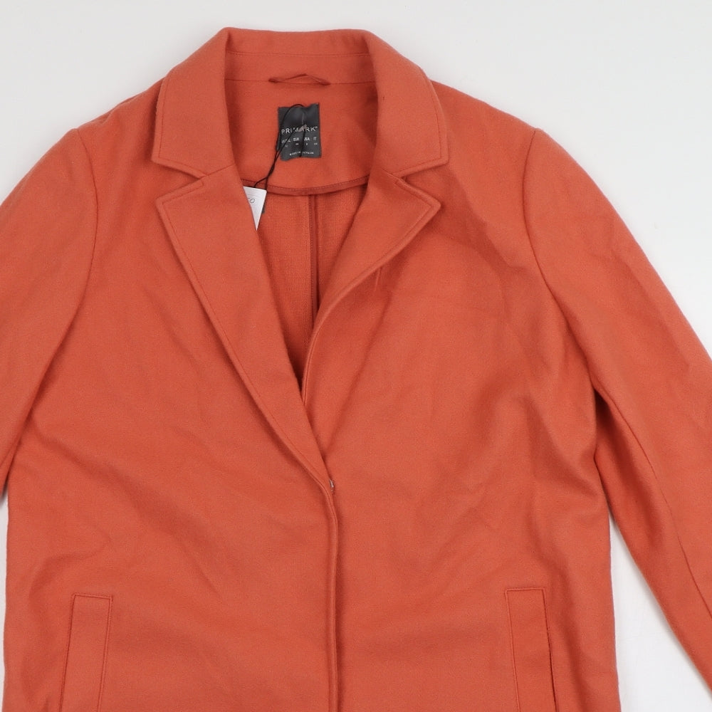Primark Womens Orange   Overcoat Coat Size 12  Buckle