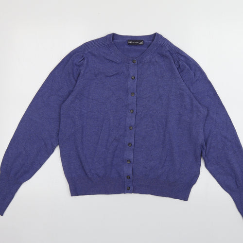 Marks and Spencer Womens Purple Crew Neck  Viscose Cardigan Jumper Size 16
