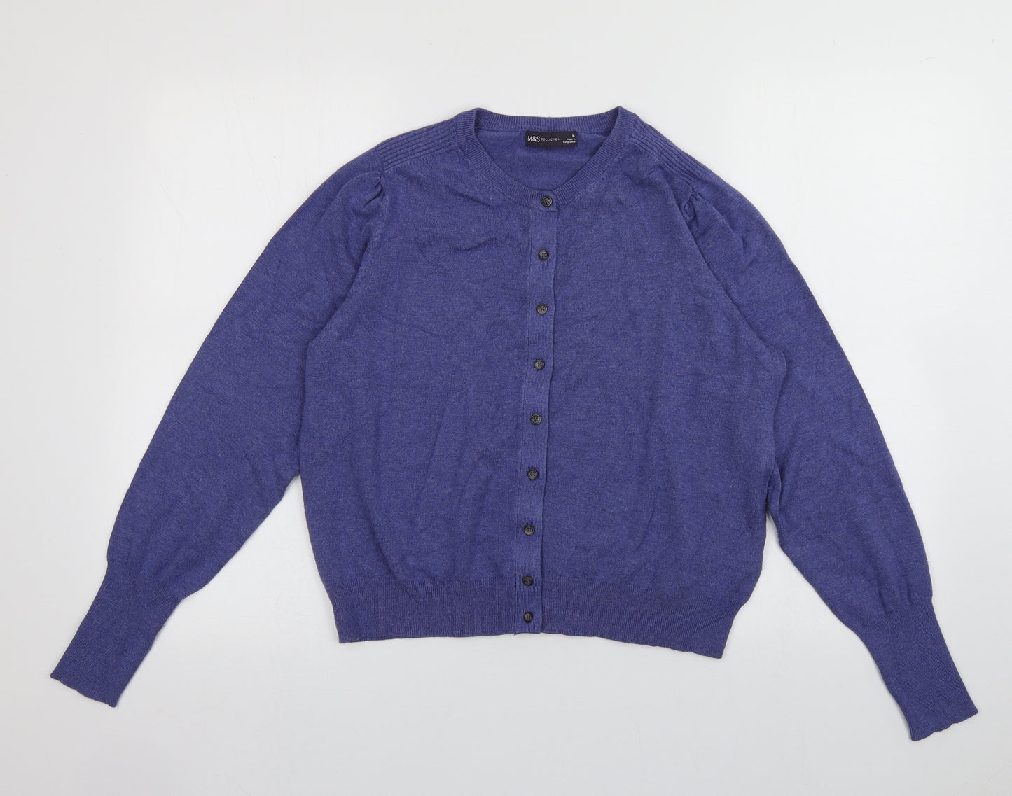 Marks and Spencer Womens Purple Crew Neck  Viscose Cardigan Jumper Size 16