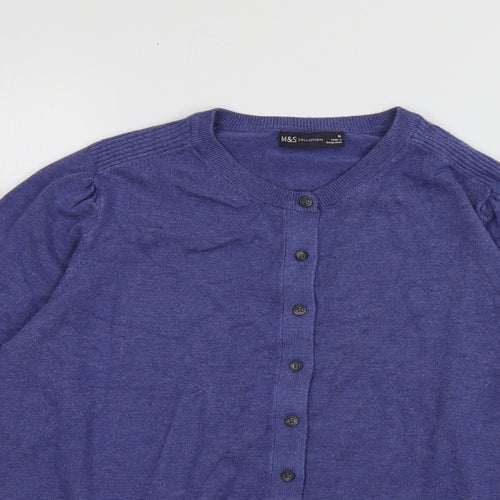 Marks and Spencer Womens Purple Crew Neck  Viscose Cardigan Jumper Size 16