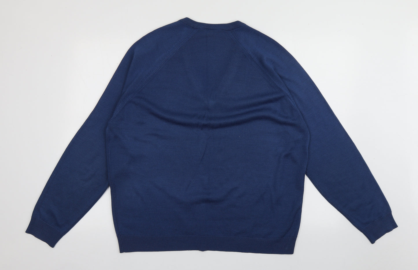 Marks and Spencer Mens Blue V-Neck  Acrylic Pullover Jumper Size XL