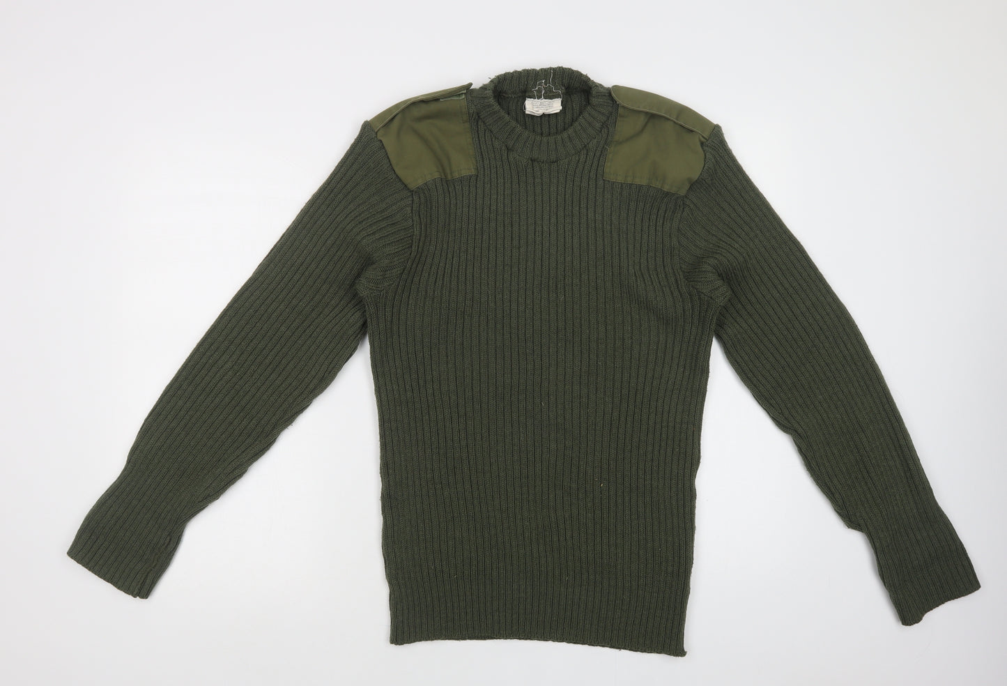 Preworn Mens Green Crew Neck   Pullover Jumper Size L   - Military