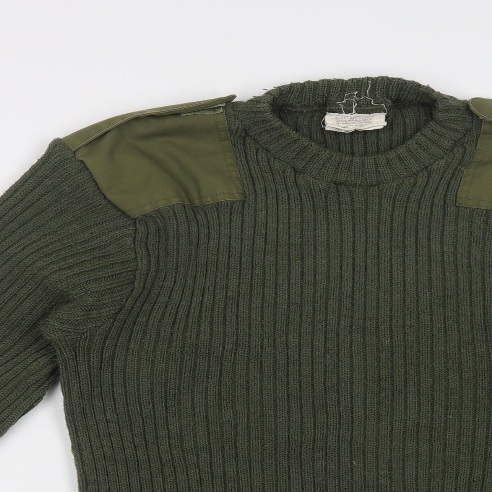 Preworn Mens Green Crew Neck   Pullover Jumper Size L   - Military