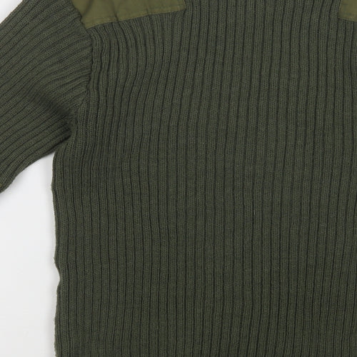 Preworn Mens Green Crew Neck   Pullover Jumper Size L   - Military