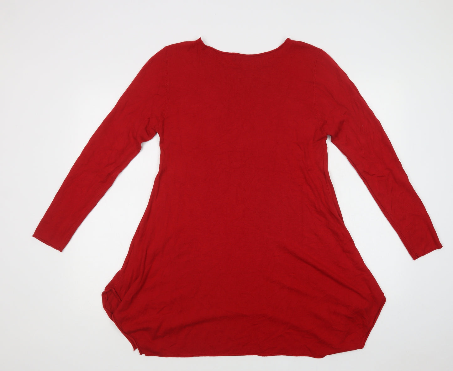 Roman Womens Red Round Neck  Viscose Tunic Jumper Size 12