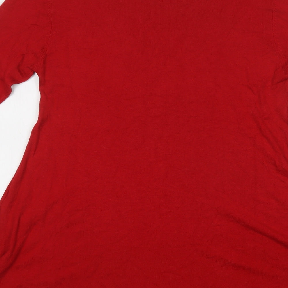 Roman Womens Red Round Neck  Viscose Tunic Jumper Size 12