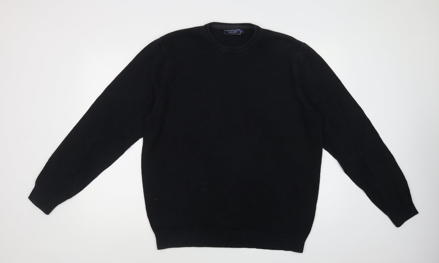 Maine New England Mens Blue Crew Neck  Cotton Pullover Jumper Size L