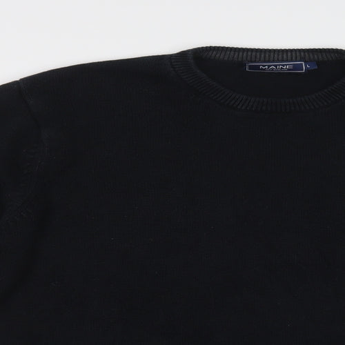 Maine New England Mens Blue Crew Neck  Cotton Pullover Jumper Size L