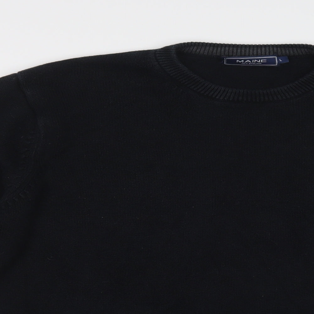 Maine New England Mens Blue Crew Neck  Cotton Pullover Jumper Size L